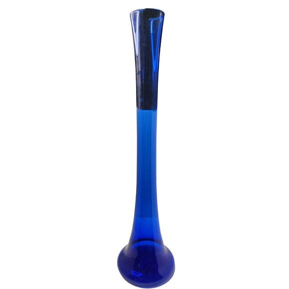 Mid Century Modern Cobalt Blue Art Glass Vase handmade - Picture 3 of 4